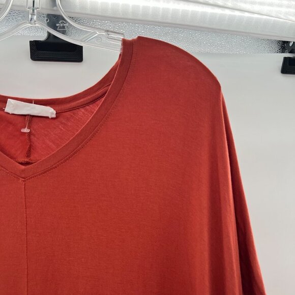 Double Zero Womens V-Neck Short Sleeve Tee Burnt Orange Size Small - Picture 4 of 9